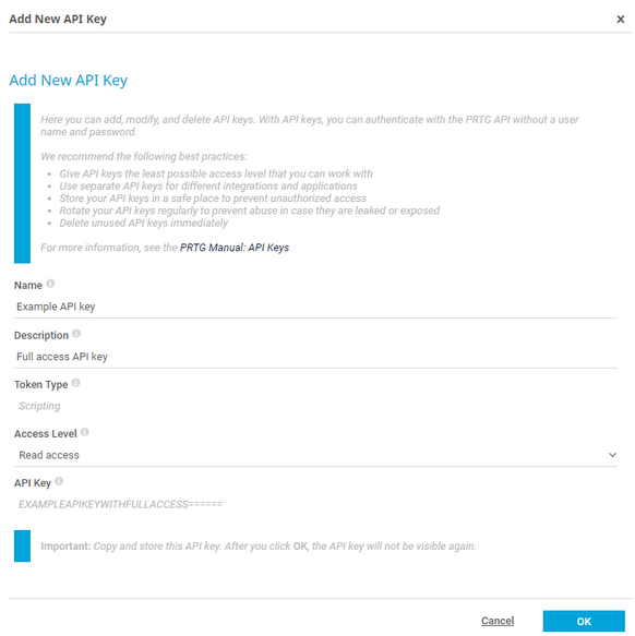 Add new API key Add new API key